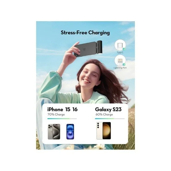 راف بور محطة شحن متنقلة 4 في 1 منفذان يو اس بي سي + منفذان لاتنينج بسعة 5000 مللي أمبير - أسود